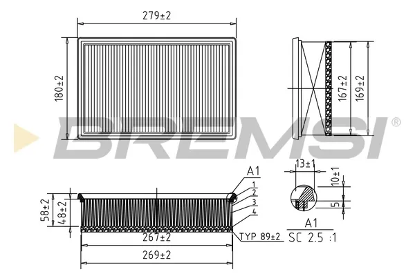 Filtro de aire FA1125 Bremsi