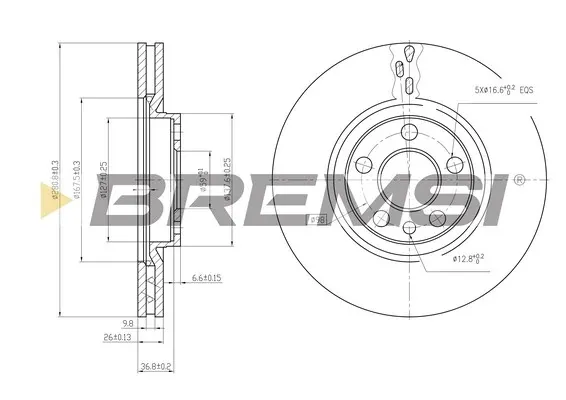 Disco de freno CD6760V Bremsi