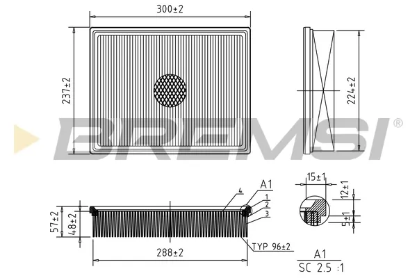Filtro de aire FA1224 Bremsi