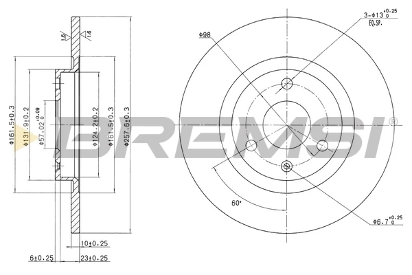 Freno de disco delantero CD6229S Bremsi