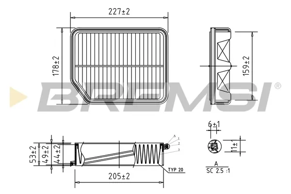Filtro de aire FA0594 Bremsi