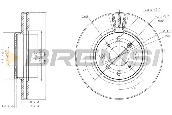 Disco de freno CD7119V Bremsi