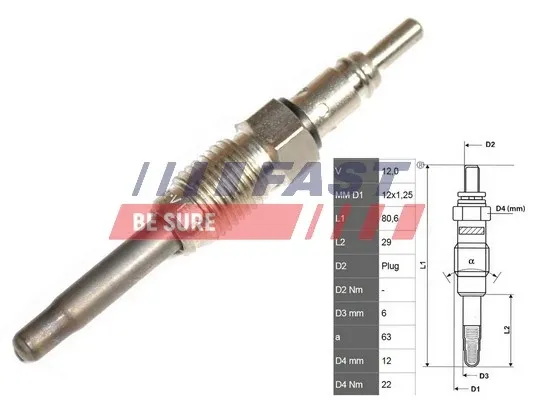 Bujía de precalentamiento del líquido refrigerante FT82725 Fast