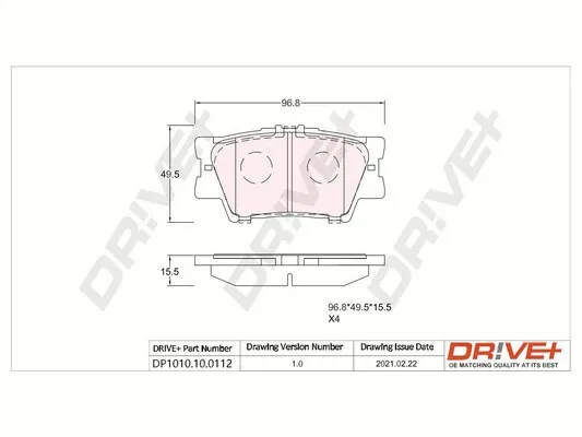 Pastillas de freno traseras DP1010100112 Dr!ve+