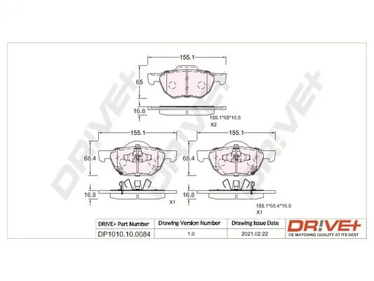 Pastillas de freno DP1010100084 Dr!ve+
