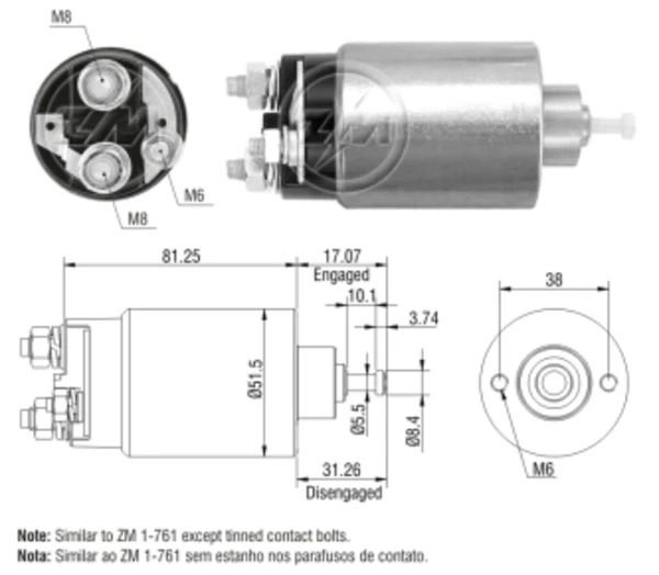 ZM761 ZM interruptor magnético, estárter