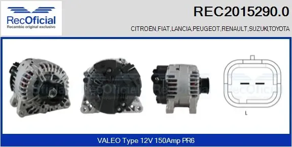Alternador REC20152900 Recoficial