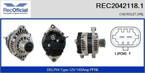 Alternador REC20421181 Recoficial