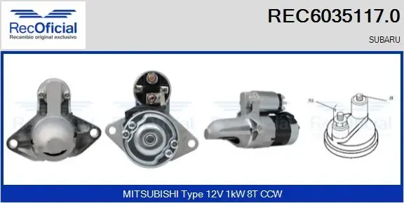 Motor de arranque REC60351170 Recoficial
