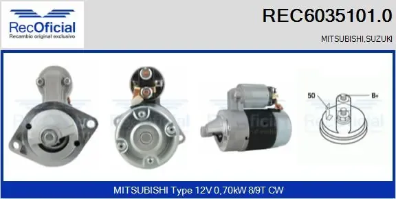 Motor de arranque REC60351010 Recoficial
