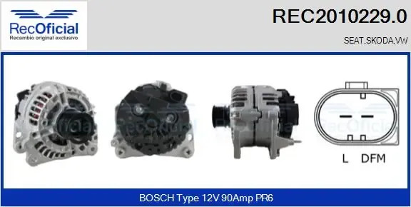 Alternador REC20102290 Recoficial