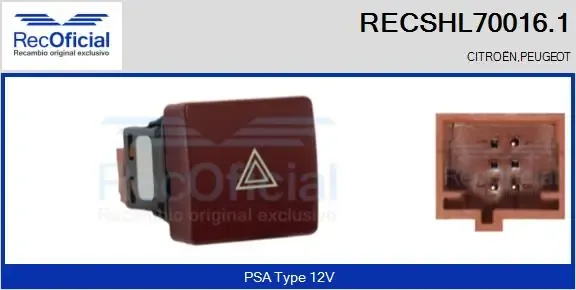 Boton de luz de emergencía RECSHL700161 Recoficial