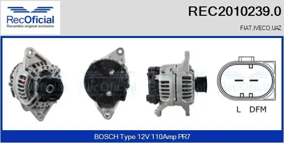 Alternador REC20102390 Recoficial