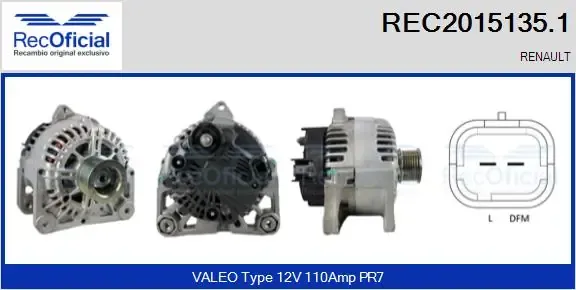 Alternador REC20151351 Recoficial