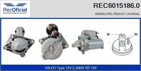 Motor de arranque REC60151860 Recoficial