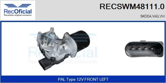 Motor limpiaparabrisas RECSWM481110 Recoficial