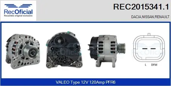 Alternador REC20153411 Recoficial
