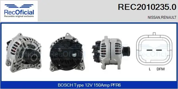 Alternador REC20102350 Recoficial