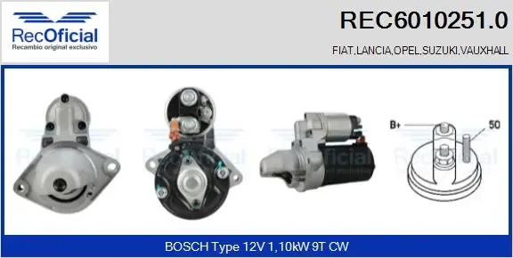 Motor de arranque REC60102510 Recoficial