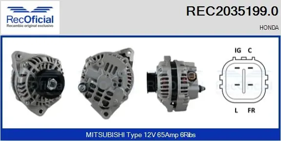 Alternador REC20351990 Recoficial