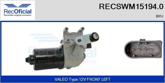 Motor limpiaparabrisas RECSWM151940 Recoficial