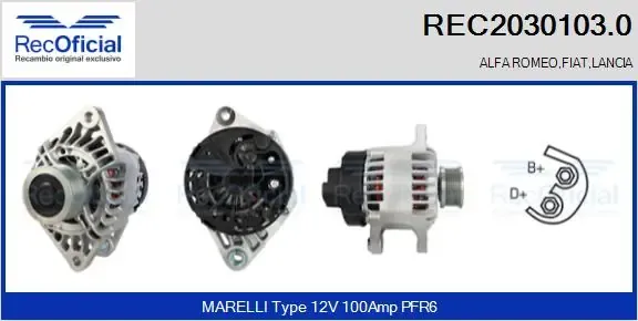 Alternador REC20301030 Recoficial