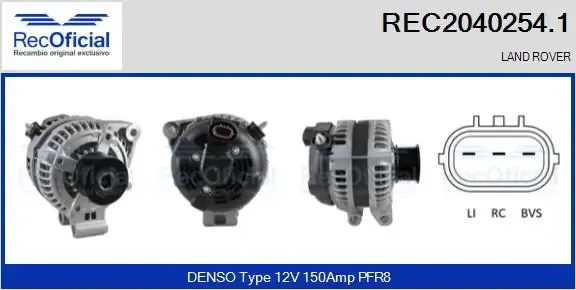 Alternador REC20402541 Recoficial