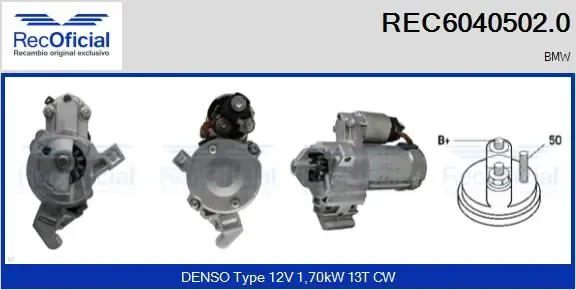 Motor de arranque REC60405020 Recoficial