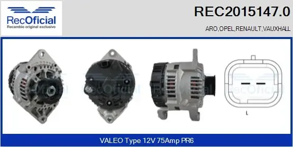 Alternador REC20151470 Recoficial