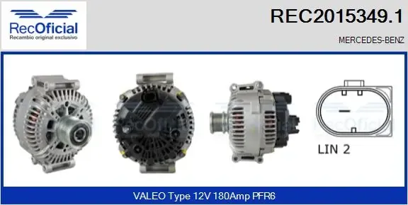 Alternador REC20153491 Recoficial
