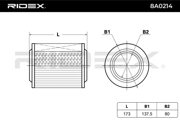 Filtro de aire 8A0214 Ridex