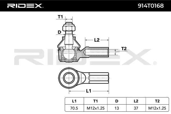 Rótula barra de dirección 914T0168 Ridex