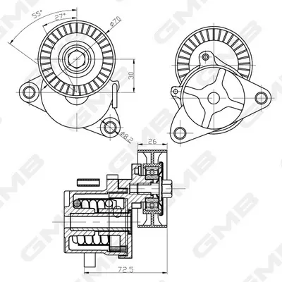 Tensor de correa poli V GAT31480 GMB