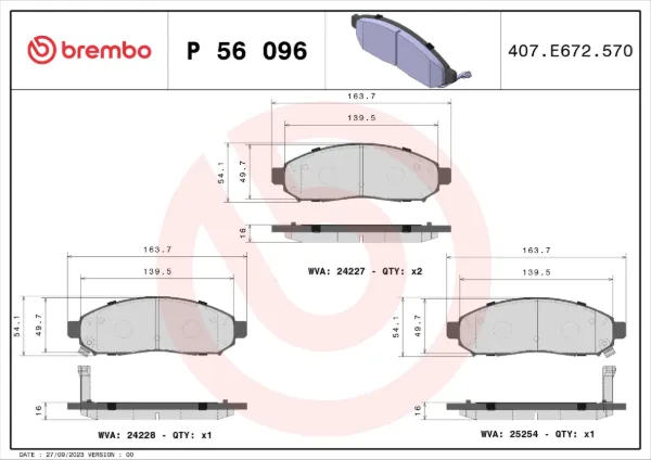 Pastillas de freno P56096 Brembo