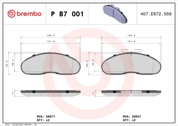 Pastillas de freno PB7001 Brembo