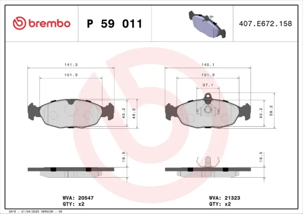 Pastillas de freno P59011 Brembo
