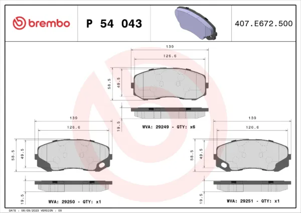 Pastillas de freno P54043 Brembo