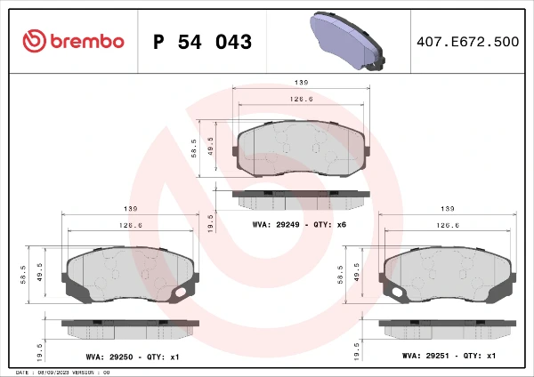 P54043 Brembo pastillas de freno delanteras