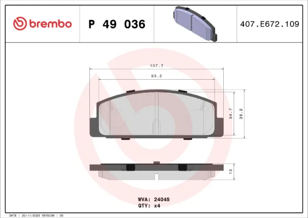 Pastillas de freno traseras P49036 Brembo