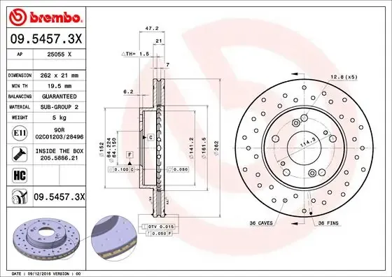 Disco de freno 0954573X Brembo