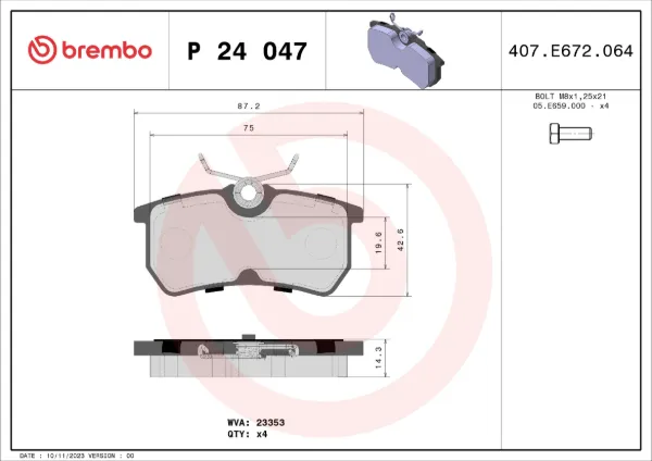 Pastillas de freno traseras P24047 Brembo