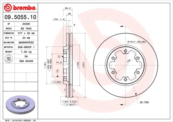 09.5055.10 Brembo freno de disco delantero
