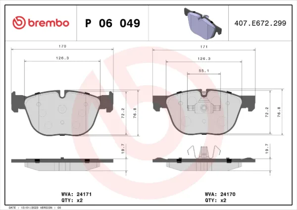 Pastillas de freno P06049 Brembo