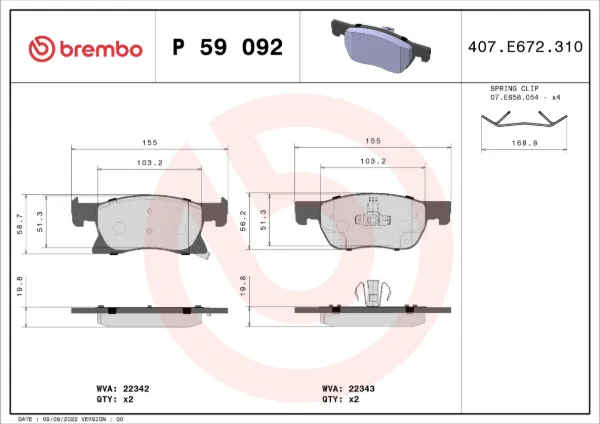 Pastillas de freno P59092 Brembo