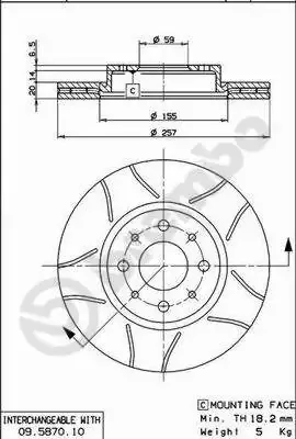 Disco de freno 09587075 Brembo