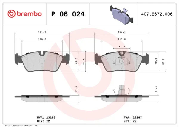 Pastillas de freno P06024 Brembo