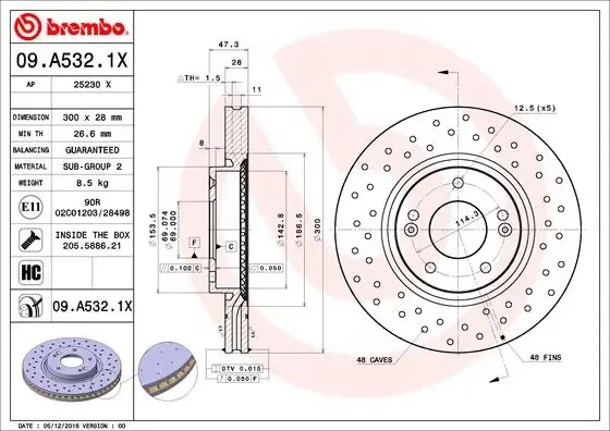 Disco de freno 09A5321X Brembo