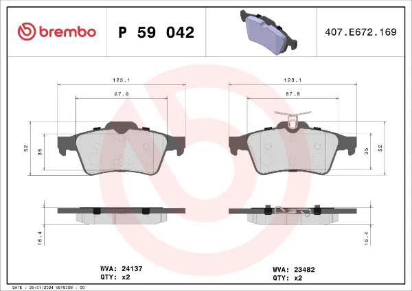 Pastillas de freno traseras P59042 Brembo