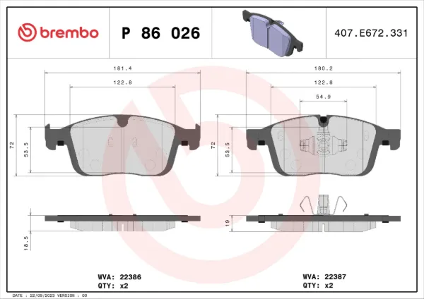 Pastillas de freno P86026 Brembo
