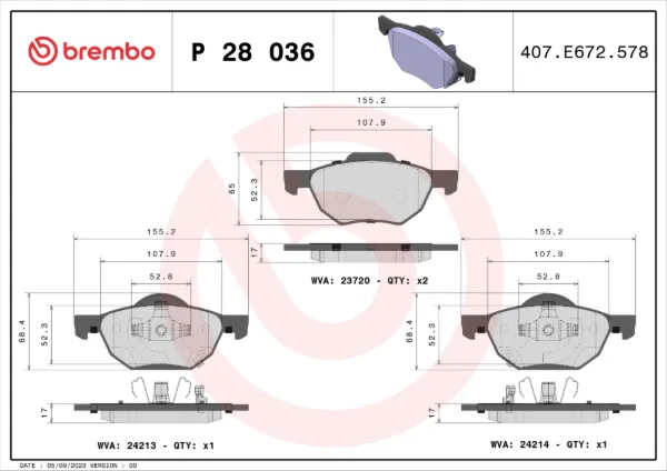 Pastillas de freno P28036 Brembo